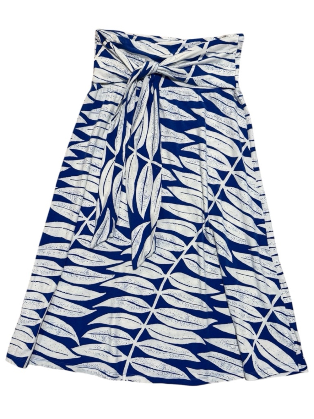Patagonia Kamala Midi Skirt Blue White Tropical Leaf‎ Print Dress Womens Small